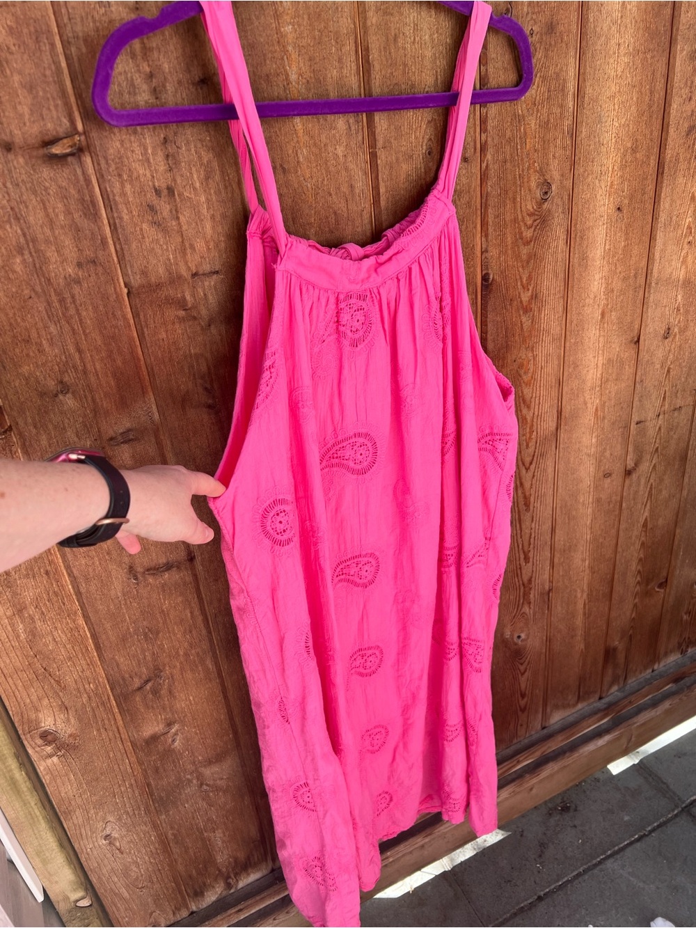 Bella Amore Made in Italy Pink Cotton Eyelet Sundress Size L Sleeveless Midi - Picture 4 of 14